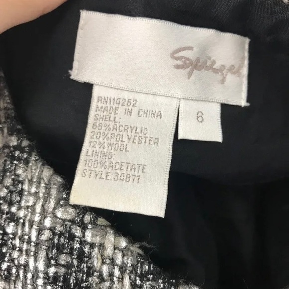 Spiegel Women's Tweed Blazer Jacket Silver Black Pattern Lined Crop SZ 6 - Picture 5 of 5